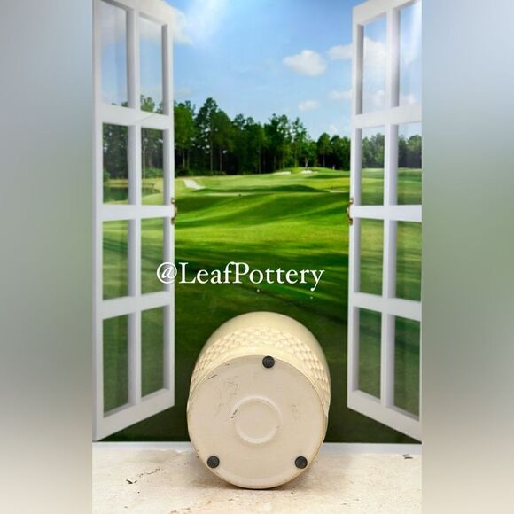 Honeycomb Beige Ceramic Planter Pot with Saucer Attached - Picture 8 of 9